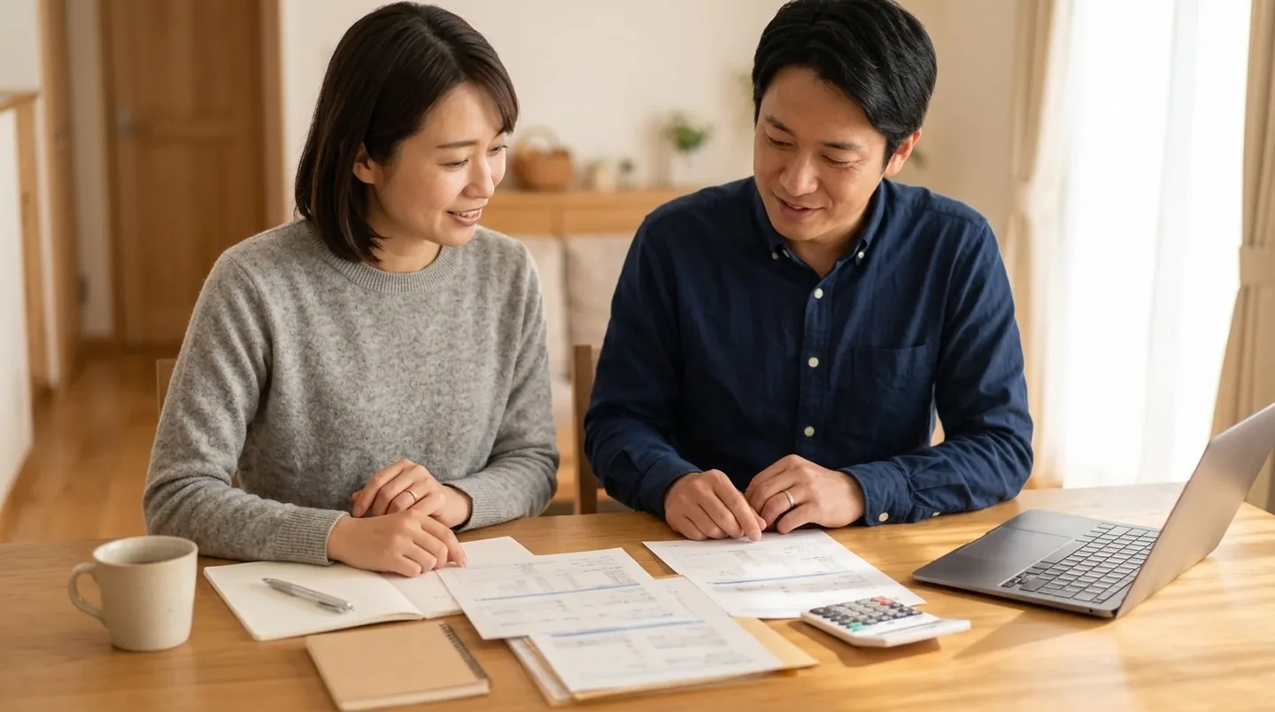 住宅ローンの返済と家計を見直す夫婦のイメージ